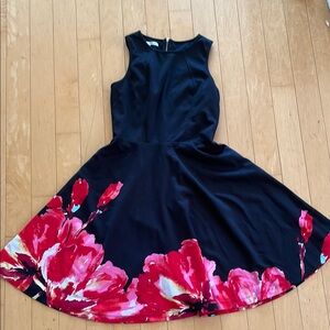 Maggy London Blue Fit and Flare Sleeveless Midi Dress